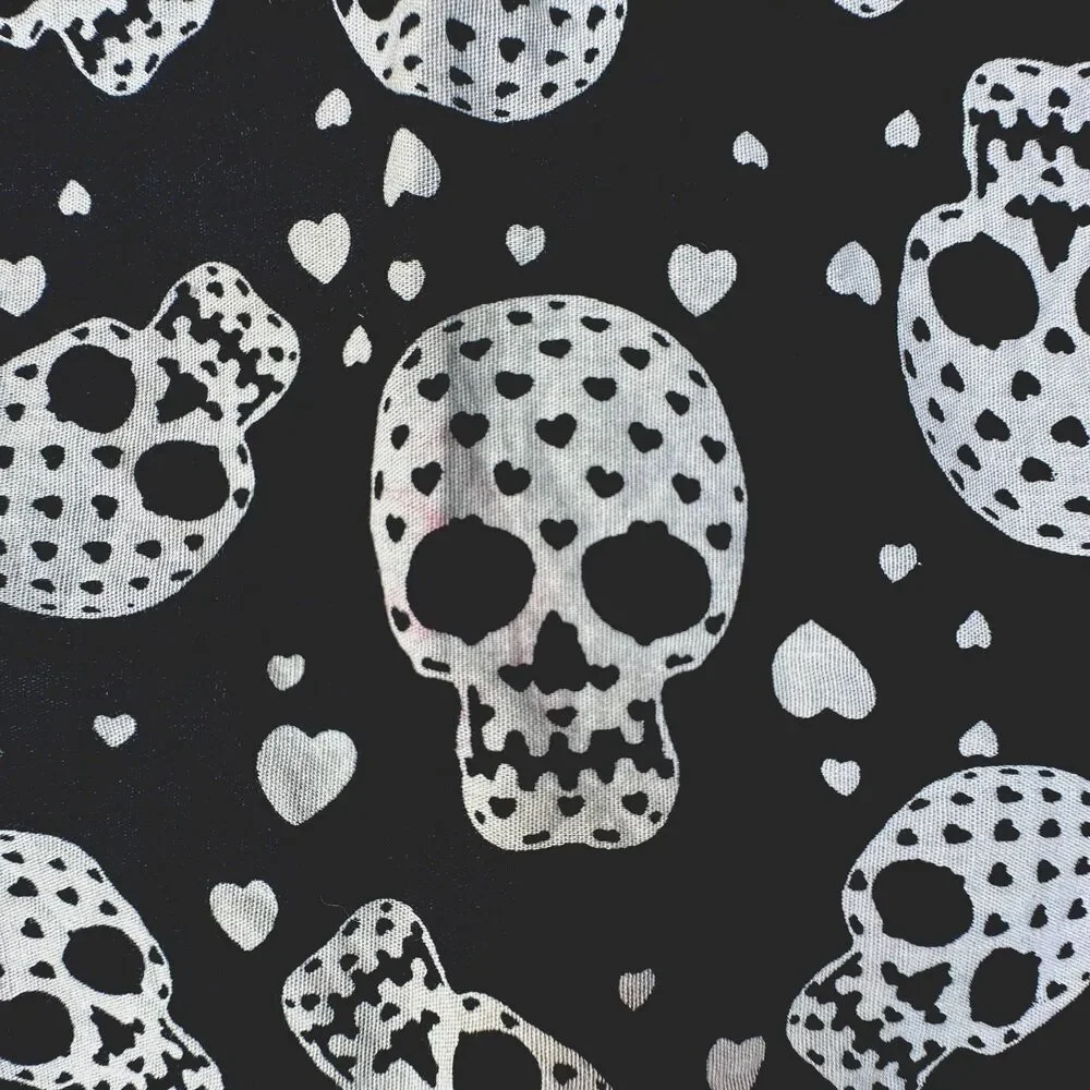 Skull Bandana 100% Cotton Fabric Gothic DIY Sewing Craft Punk Biker Halloween 21